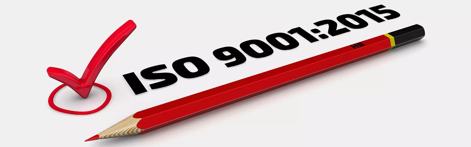 ołówek i napis certyfikat iso 9001:2015